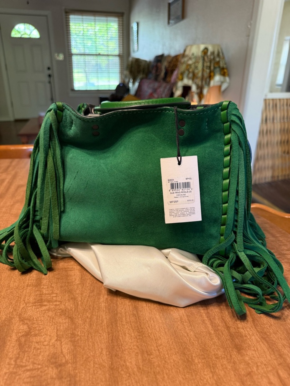 Coach Green Suede Fringe Rouge 25 EXTREMELY RARE!!! NWT! - Picture 13 of 15